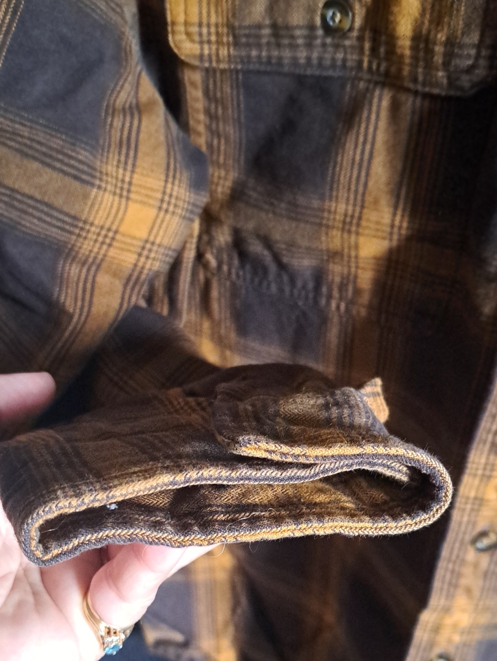 Carhartt Brown & Yellow Plaid Flannel Shirt - Picture 4 of 7